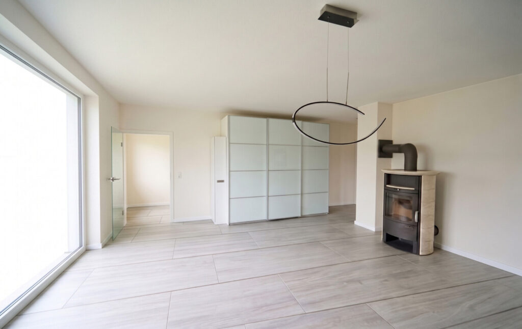 Heller Wohnbereich mit fließendem Übergang in die Küche