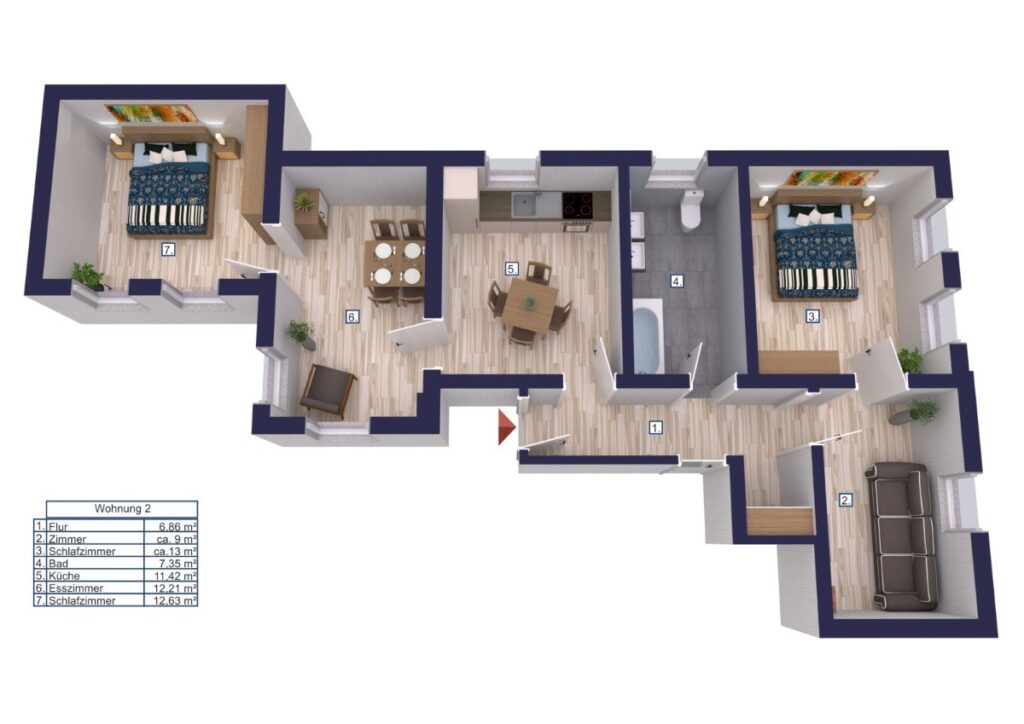 Visualisierung der Wohnung 2