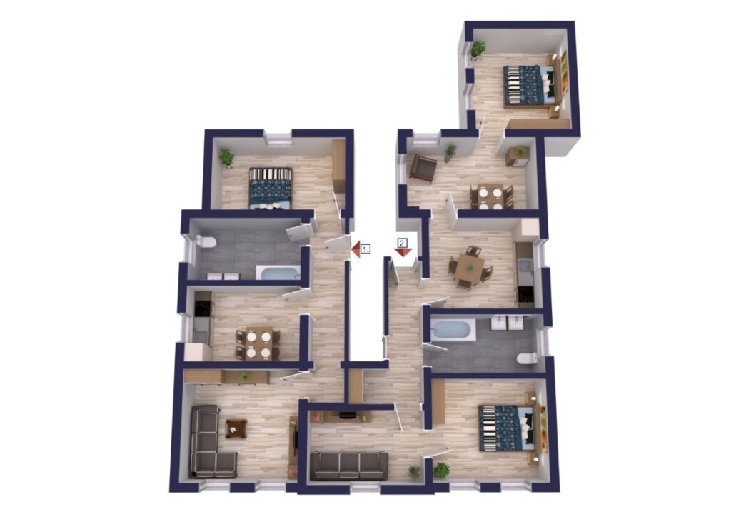 Visualisierte Grundrissdarstellung des Erdgeschosses