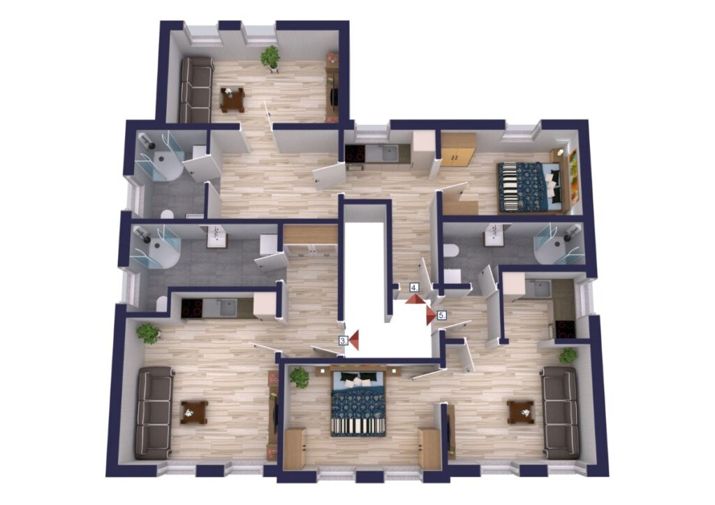Visualisierte Grundrissdarstellung des Obergeschosses