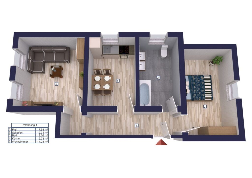 Visualisierung der Wohnung 1