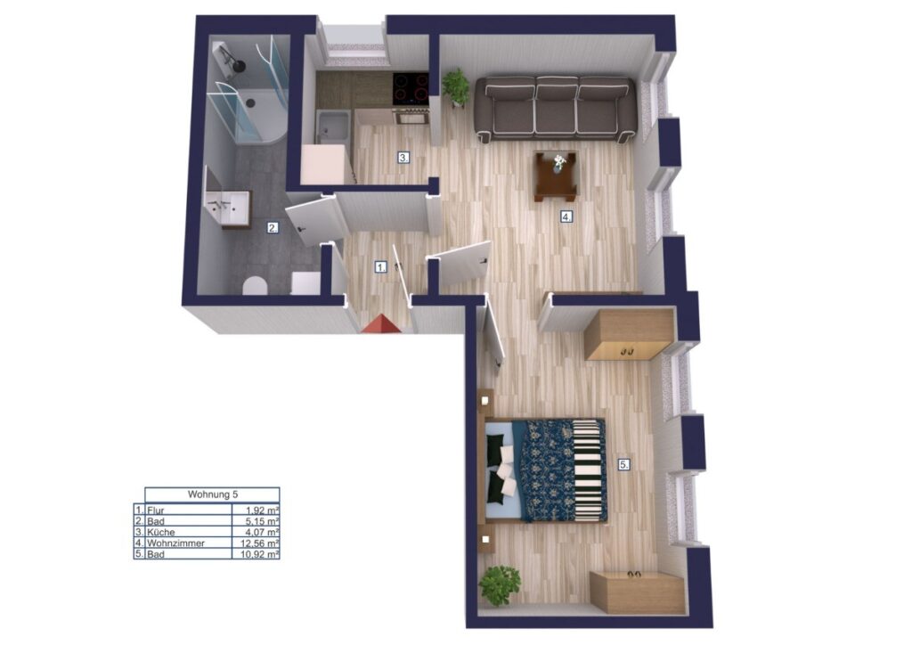 Visualisierung der Wohnung 5
