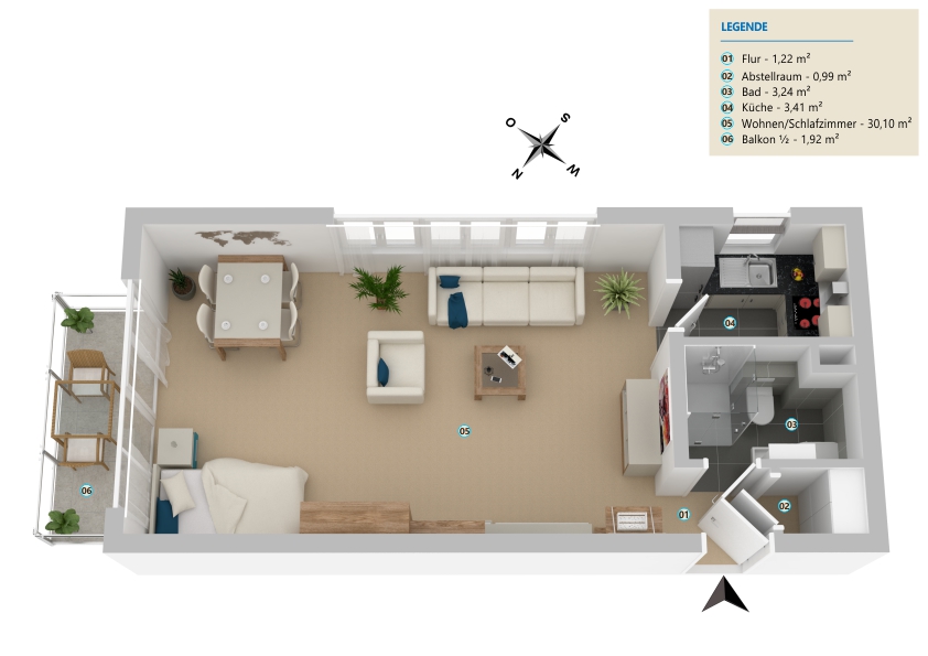 Grundriss von der Wohnung